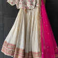 Ivory and Fuchsia Bridal Lehenga Set image 0