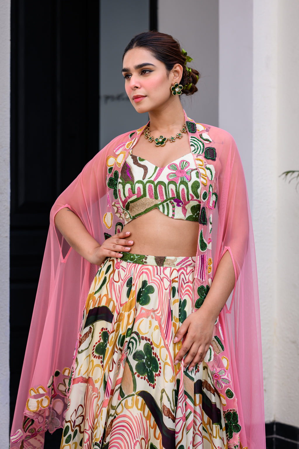 Flora Metallic Highlighted Lehenga Paidawn With Metallic Highlighted Blouse And Highlighted Applique Dupatta image 5
