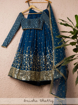 Prussian Blue Lehenga Set - Custom image