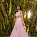 Pink Floral Georgette Embroidered Blouse Lehenga Set image 0