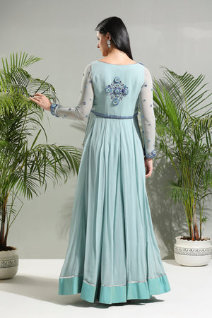 Dusty Blue Anarkali Set image 4