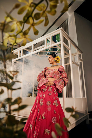 Pink Heavy Blouse Lehenga Set image 0
