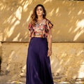 Purple Georgette Pleated Pant Set image 0