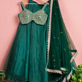Forest Green Mirror Organza Lehenga Set image 0