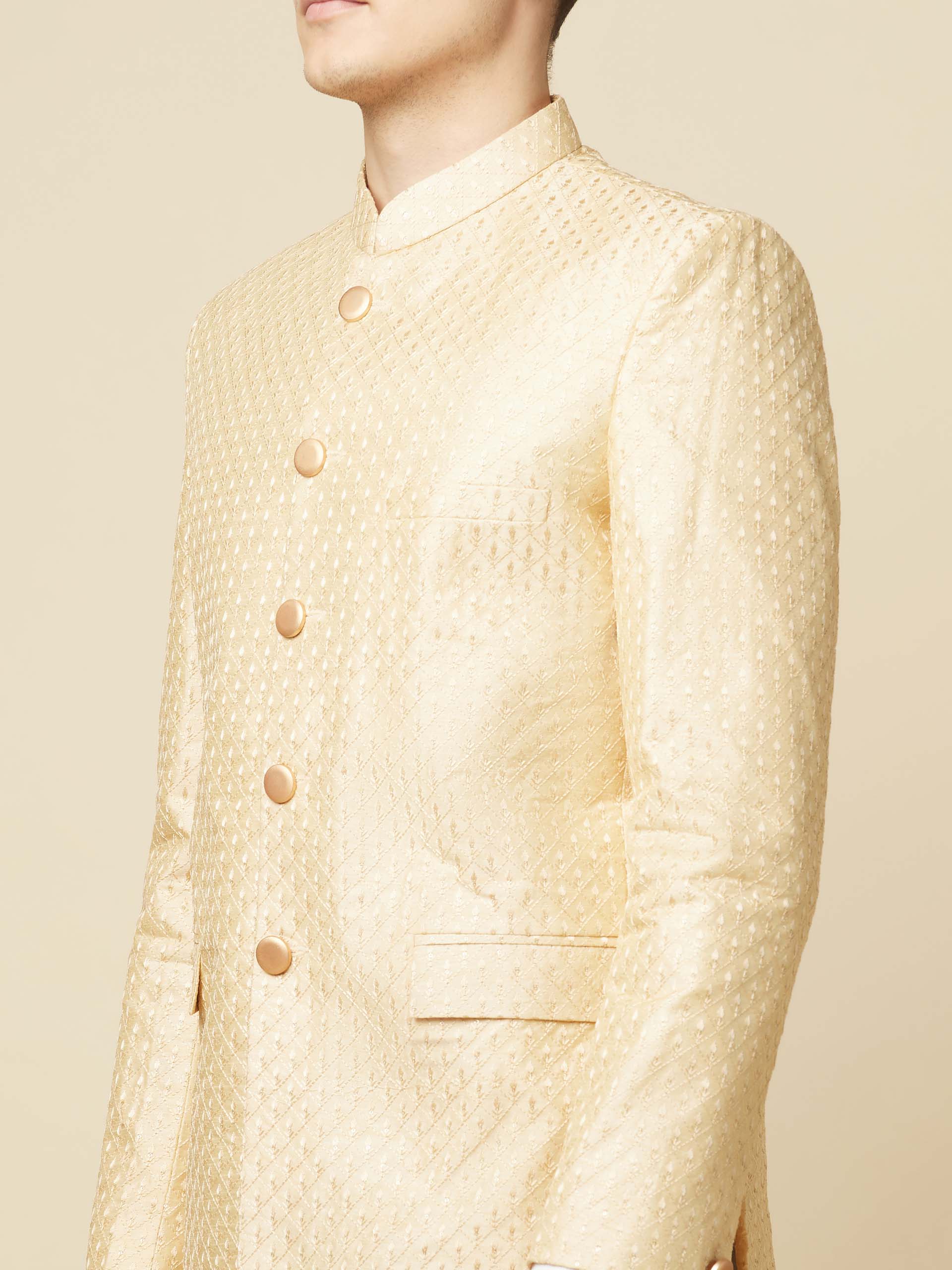 Nude Jacquard Jodhpuri Jacket image 5