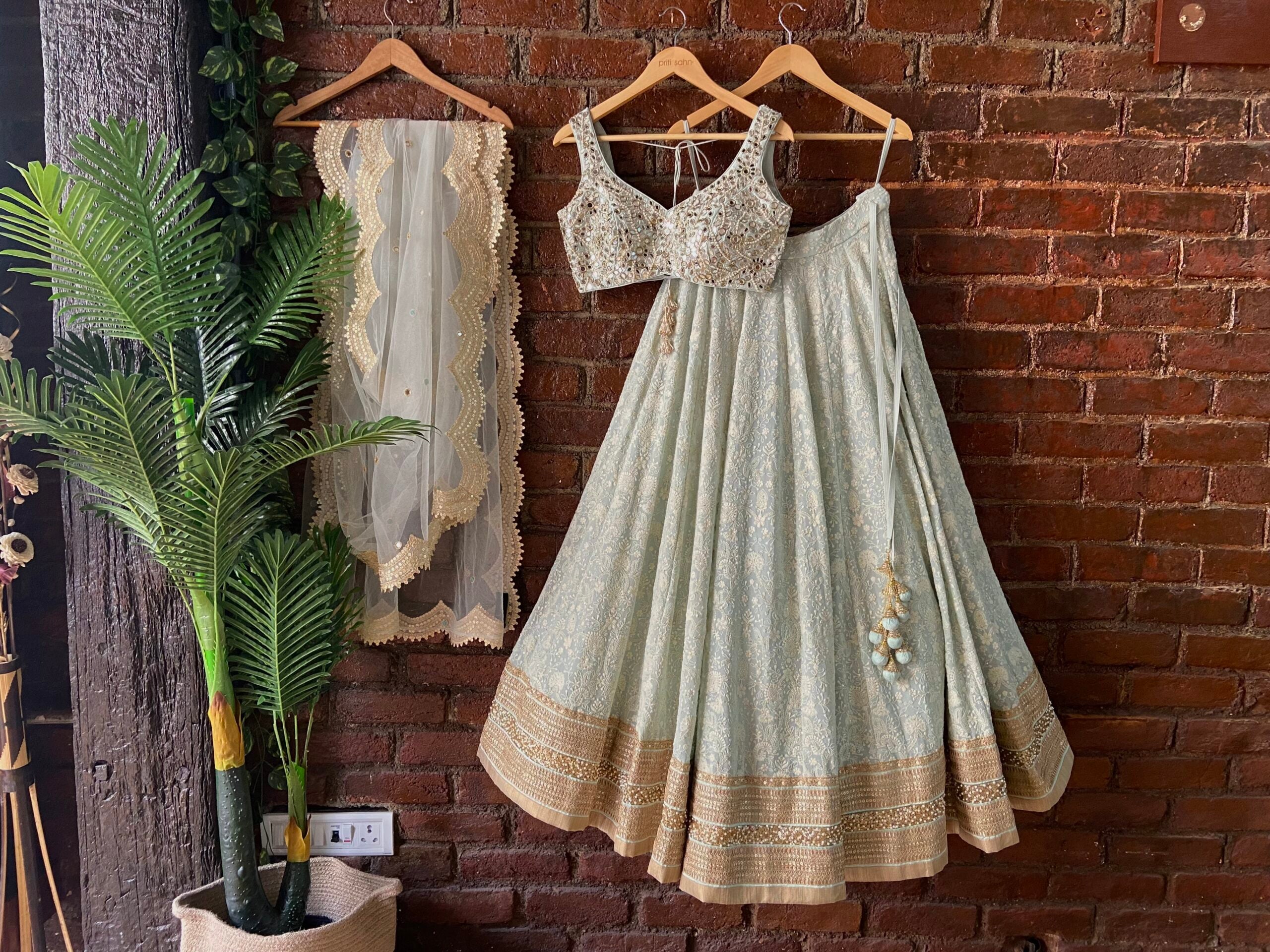 HoneyDew Green Lucknowi Lehenga Set image 5