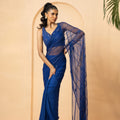 Blue Sequin Embellished Drape Saree image 0