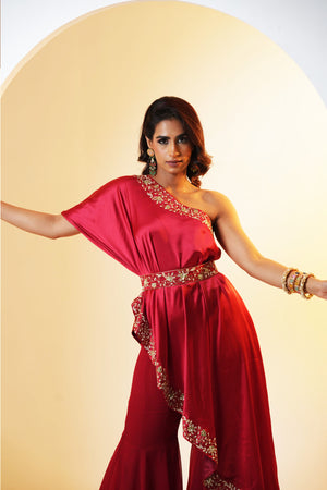 Seher Drape Cape and Flared Pants Set image 1