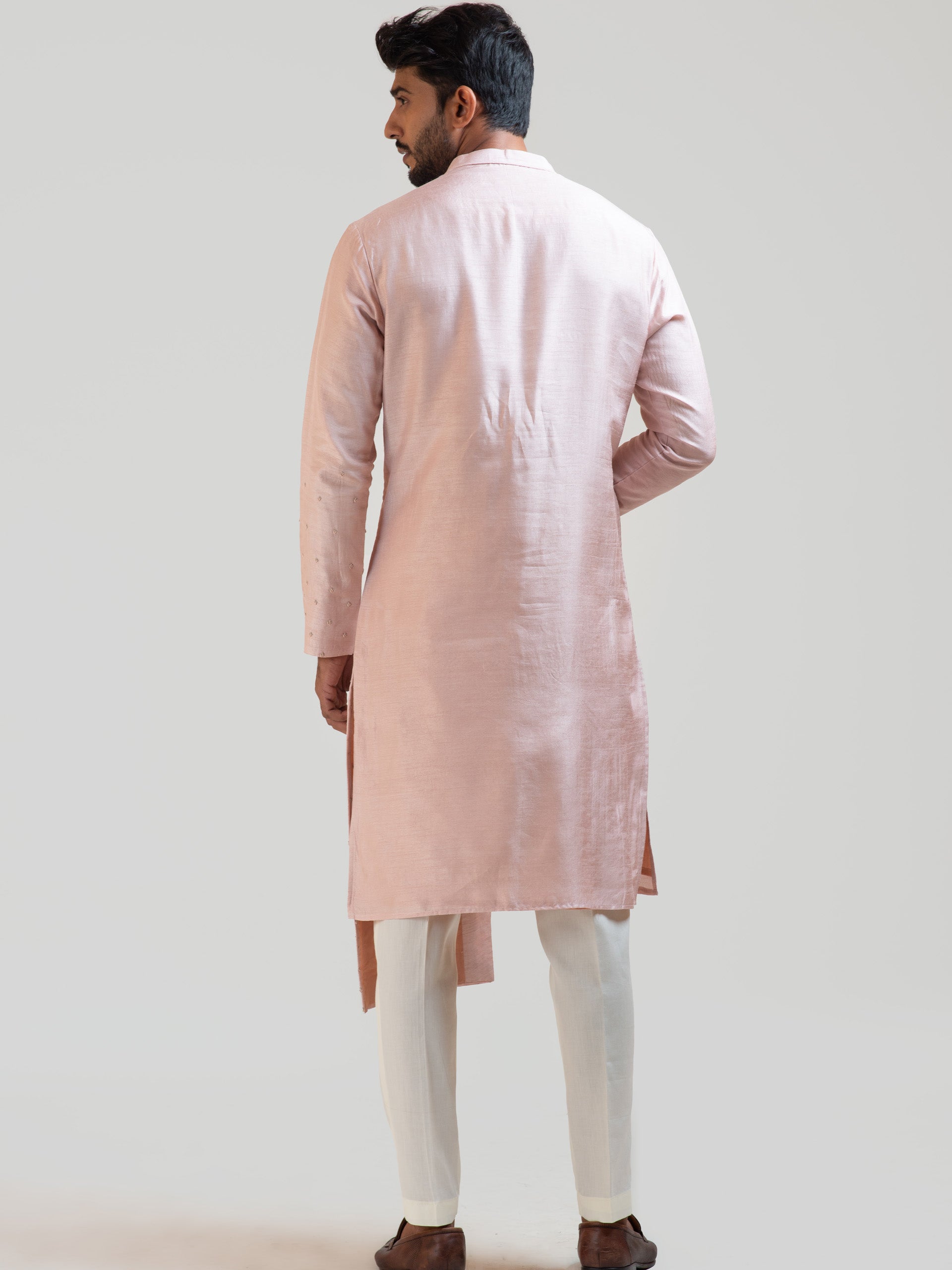 Onion Pink Mirror Nehru Kurta Set image 3