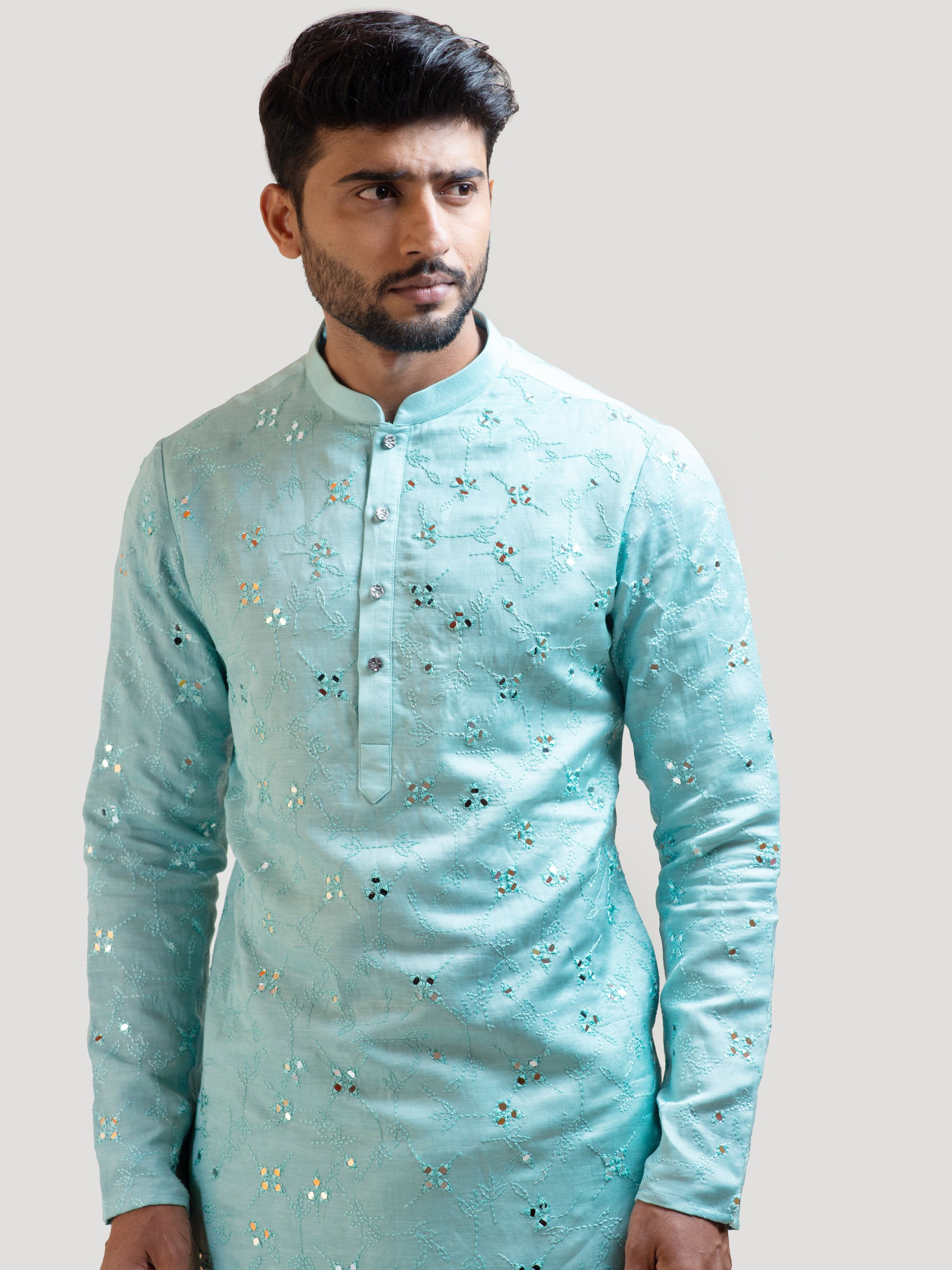 Baby Blue Embroidered Kurta Set image 2