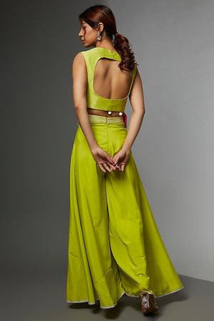 Lime Green Crepe Sharara Set image 3
