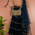 Midnight Blue Layered Mirror Sharara Set image 0