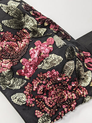 Black Sequins Sleeveless Blouse with Wine Skirt image 4