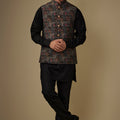 Black Digital Print Nehru Jacket image 0