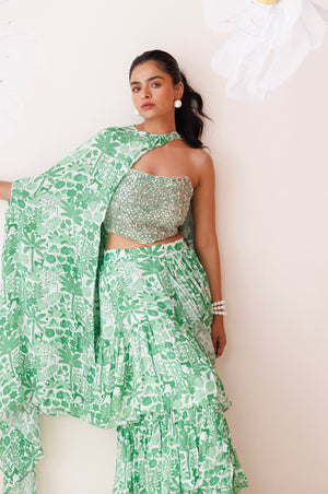 Ivory Fern Saree image 3