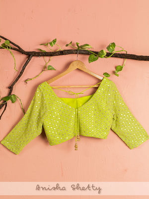 Ivory and Lime Green Lehenga Set image 2