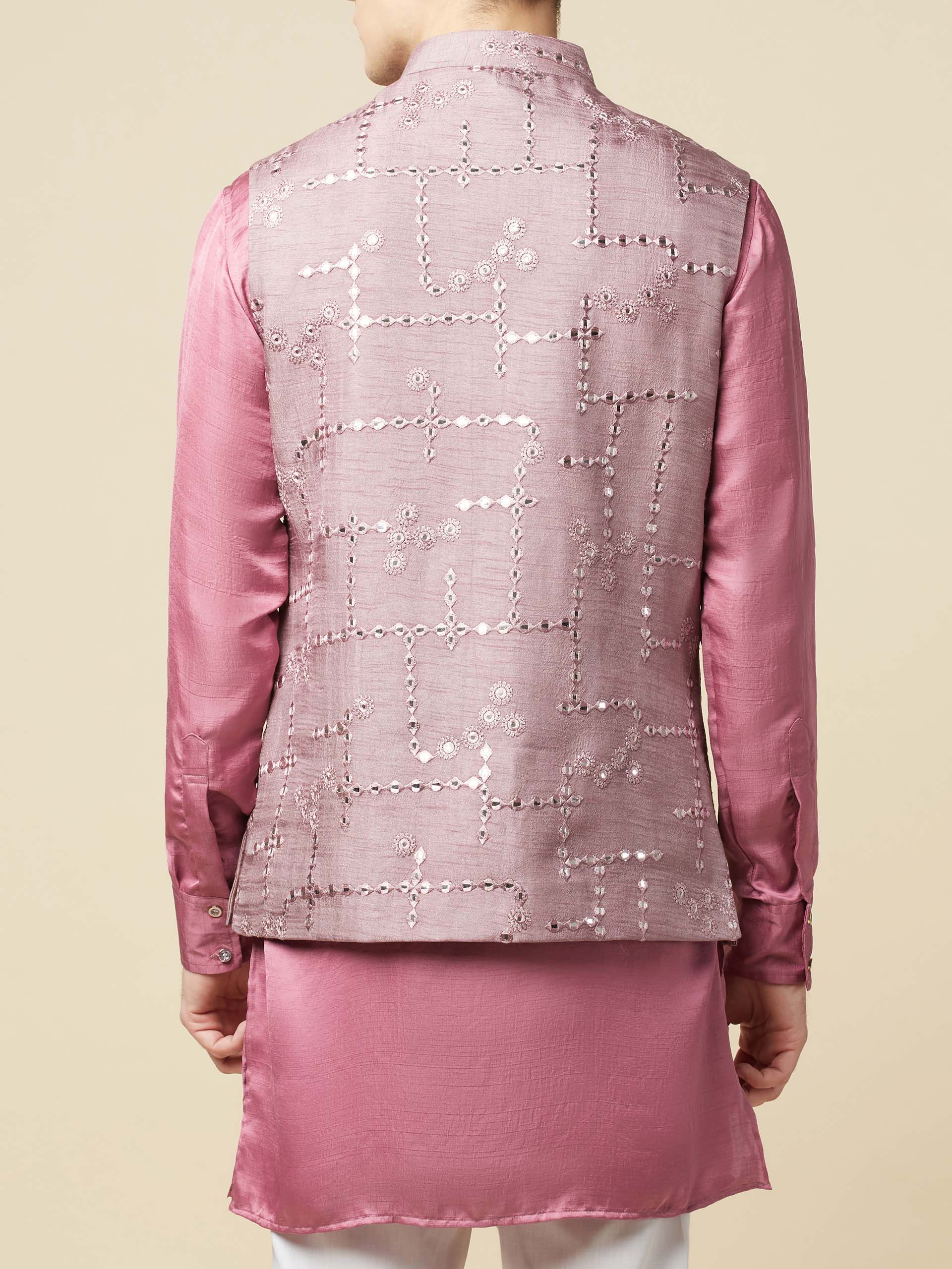 Mauve Kurta Bundi Jacket Set image 3