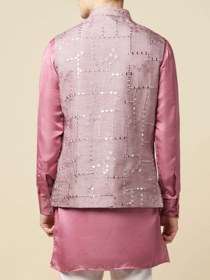 Mauve Kurta Bundi Jacket Set image 3