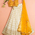 Ivory and Yellow Mirror Lehenga Set image 0