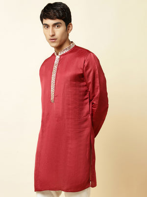 Maroon Satin Kurta image 2