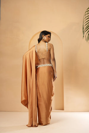 Golden Pearl Embellished Drape Saree image 2
