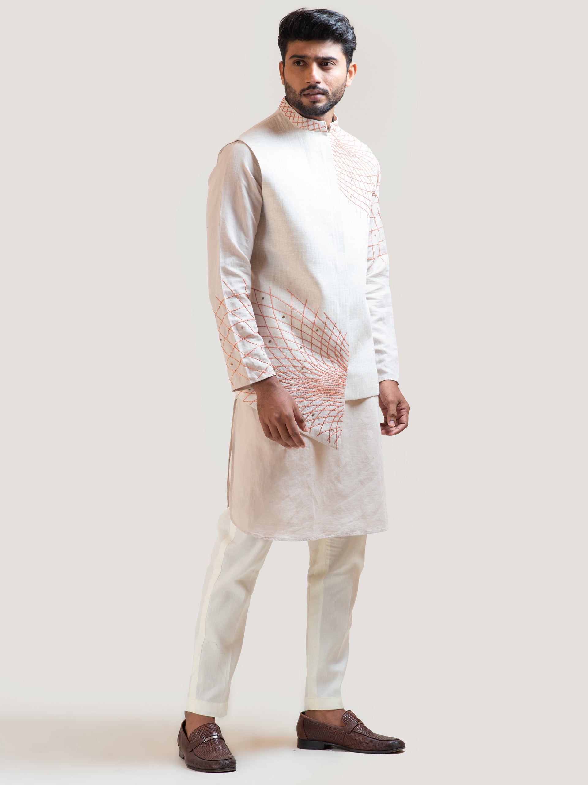 Asymmetric Thread Nehru Jacket image 2