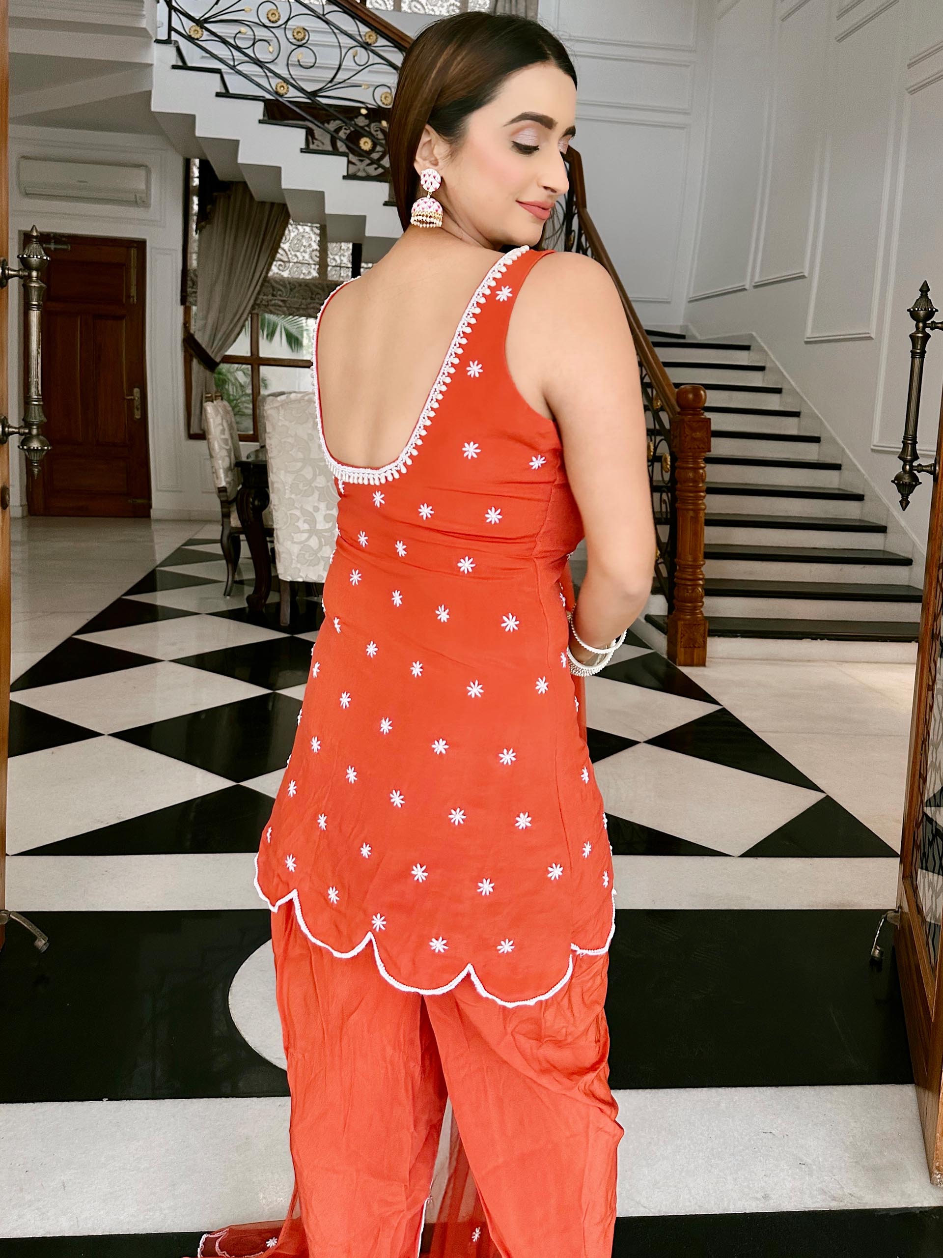 Burnt Orange Kurta and Dhoti Set image 1