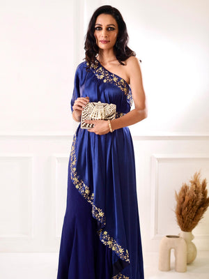 Sehar Navy Amber Cape Sharara Set image 1