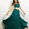 Emerald Green Sequins Lehenga Set image 0