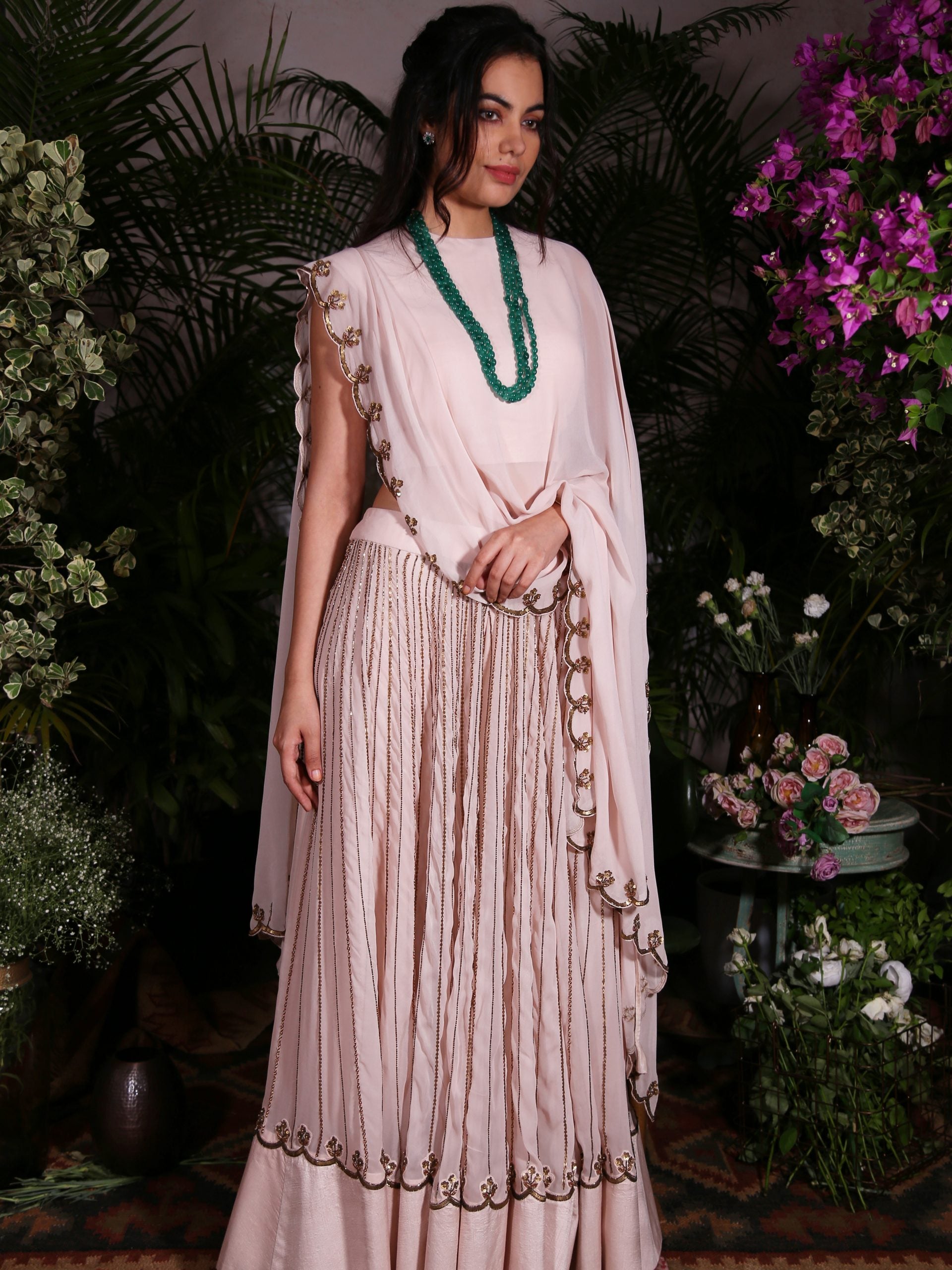 Pink Sharara with Cape - L image