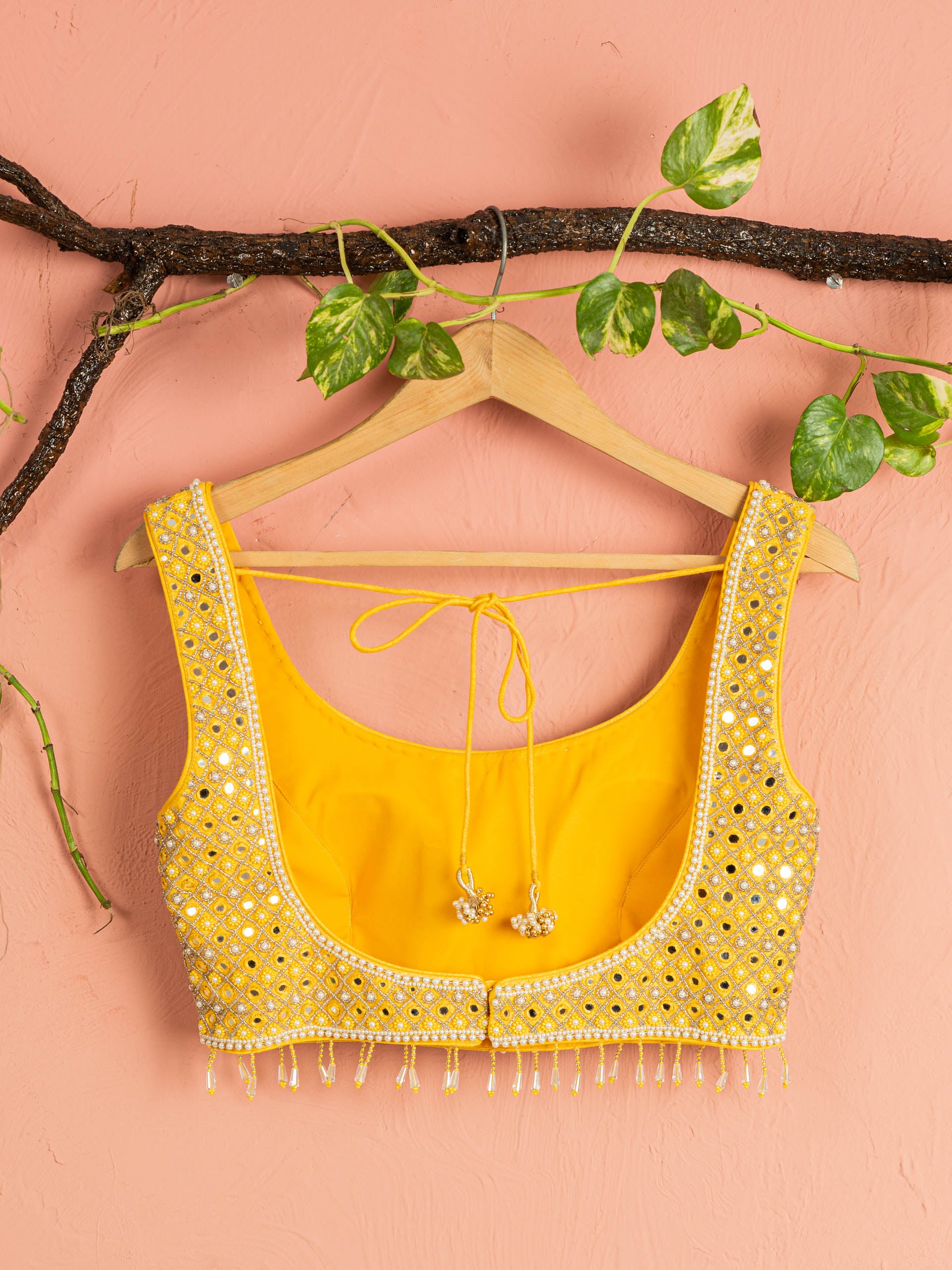 Melon Orange and Pineapple Yellow Lehenga Set image 2