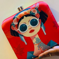 Frida Red Printed Clutch image 0