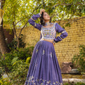 Lavender Crepe Embroidered Lehenga Set image 0