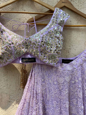 Lavender Lucknowi Mirror Lehenga Set image 1
