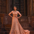 Peach Chikankari Lehenga Set image 0