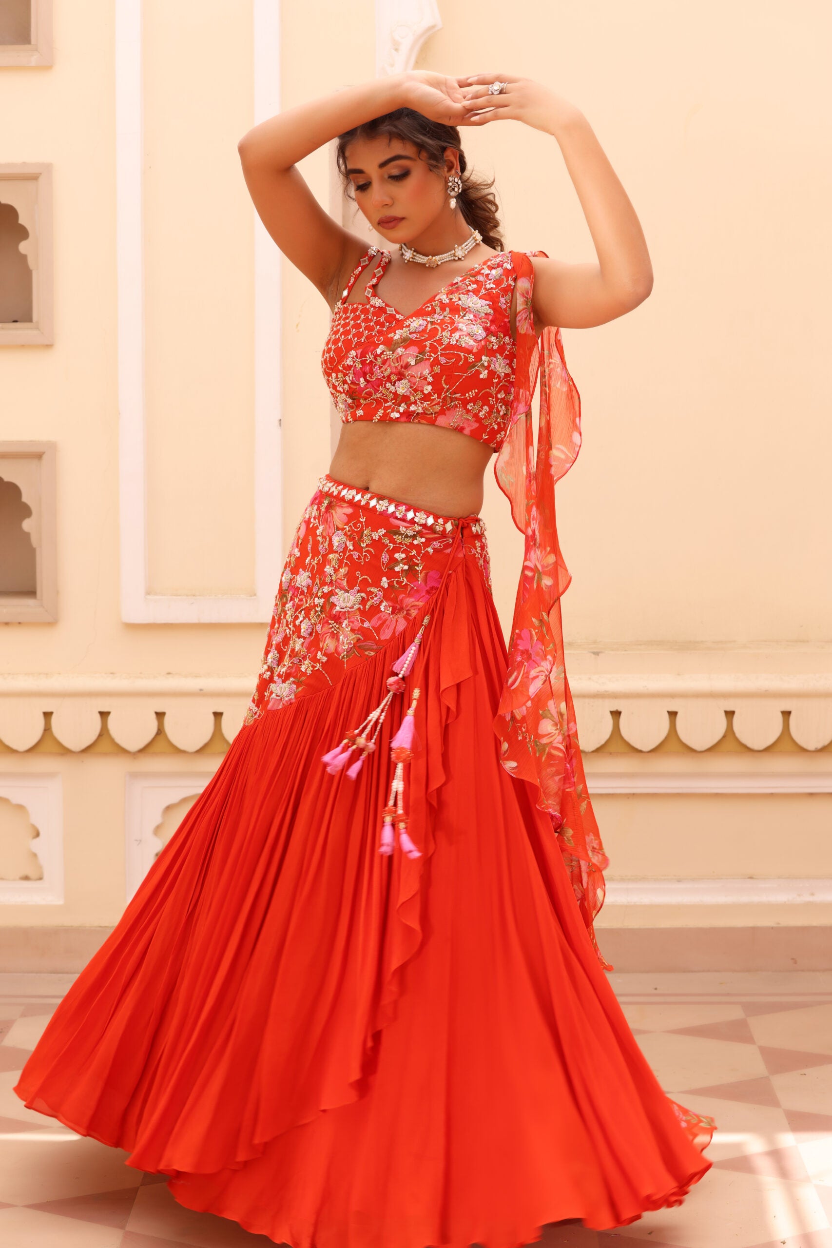 Georgette crepe lehenga image 1