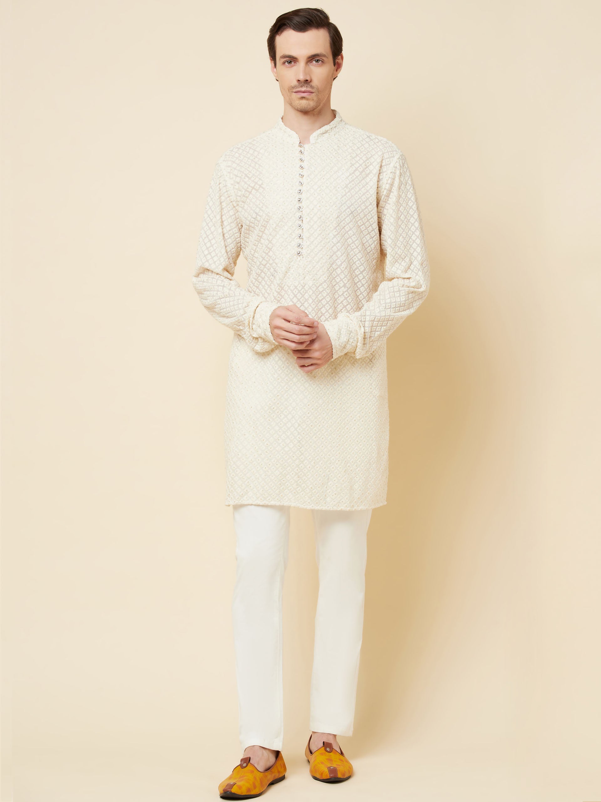 Lucknowi Embroidered Kurta Set - Custom image