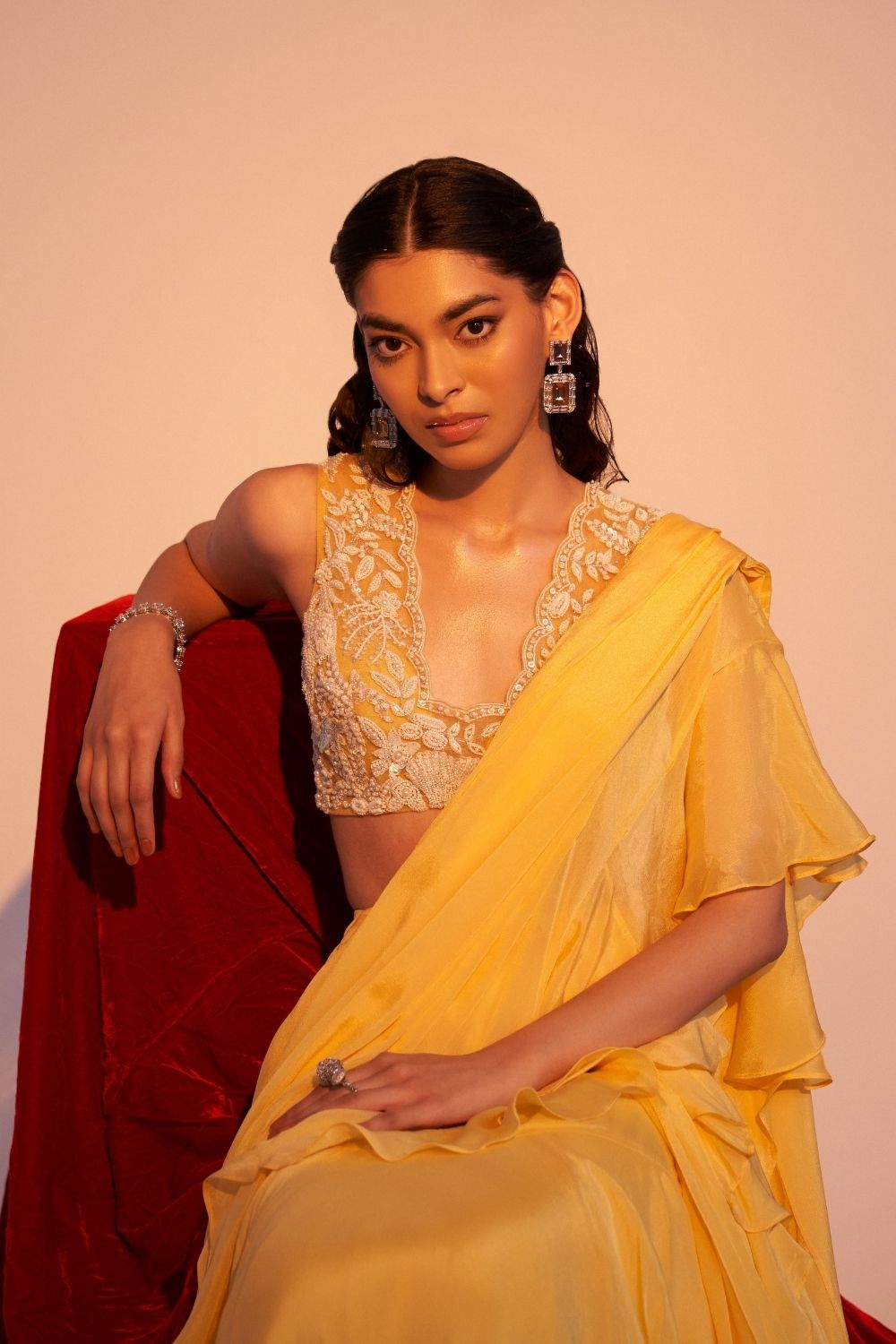 Sun-kissed Pearl Drape Saree - XL image