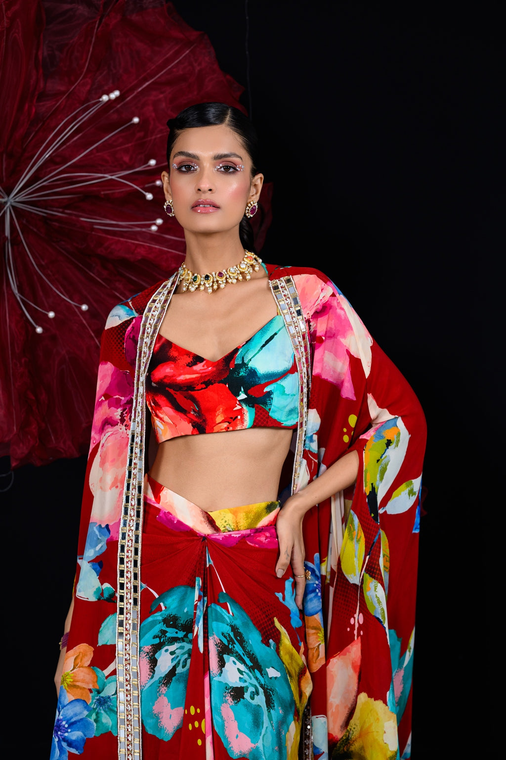 Our Peony Dhoti Skirt Set Printed Bralette image 6