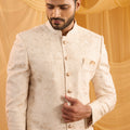 Cream Lucknowi Embroidered Sherwani Set image 0
