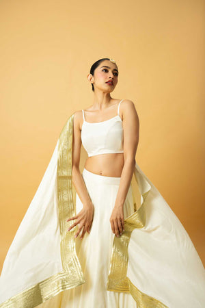 Ivory Modal Satin Lehenga image 1
