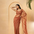 Dust Pink Embellished Drape Saree image 0