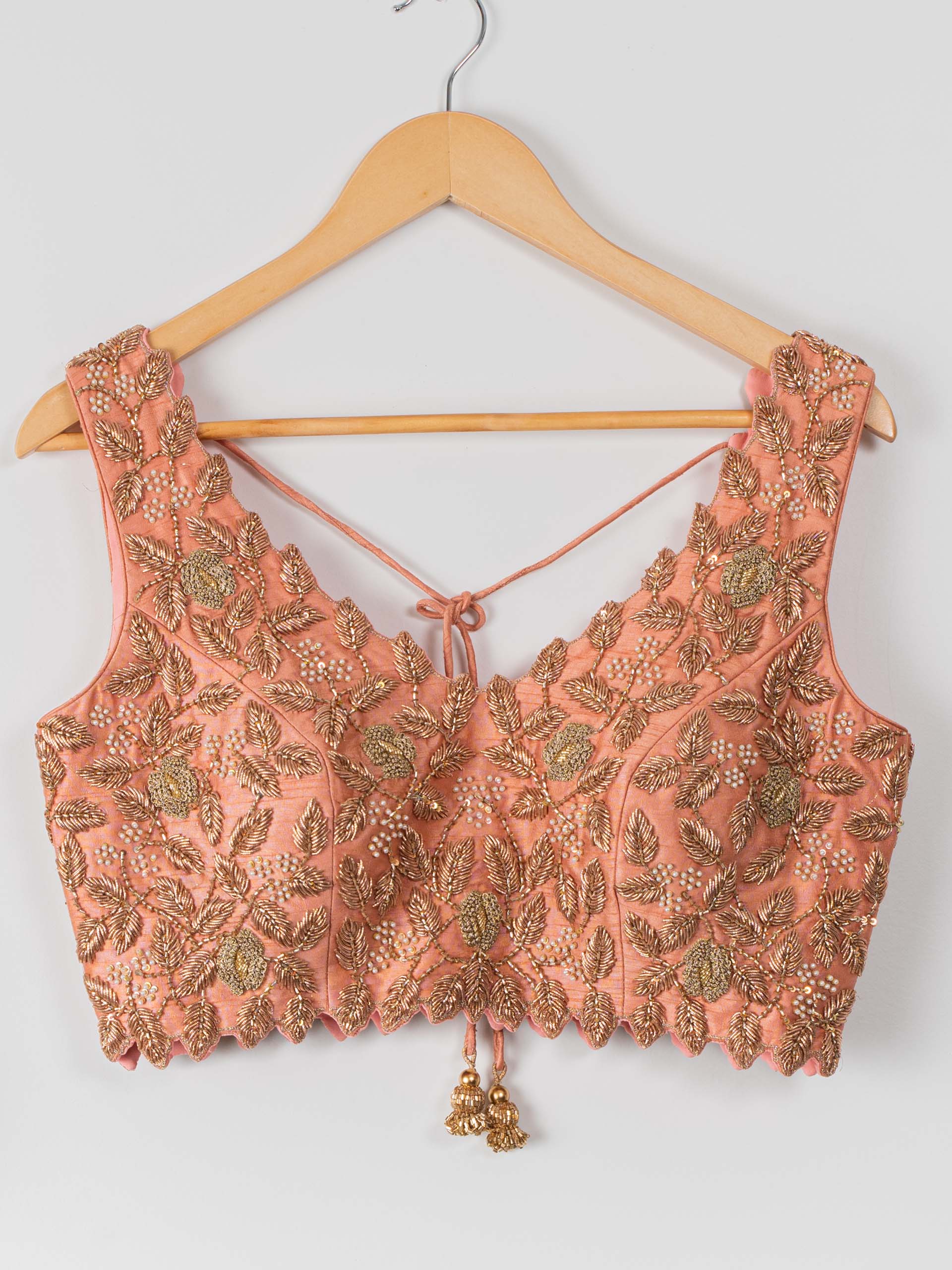 Banana Butti Scallop Lehenga Set with Peach Blouse image 2