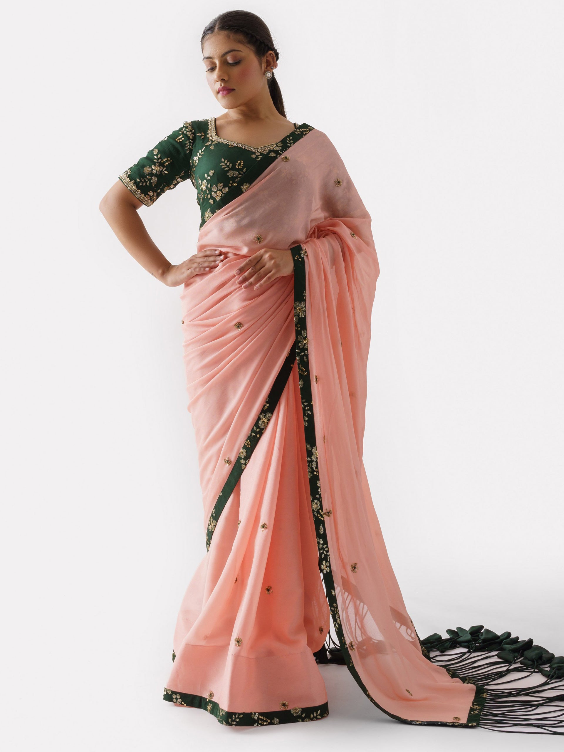 Peach Saree Set image 0
