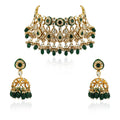 Green Meenakari Layered Necklace Set image 0