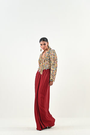 IB EMBROIDERED JACKET DHOTI SET image 4