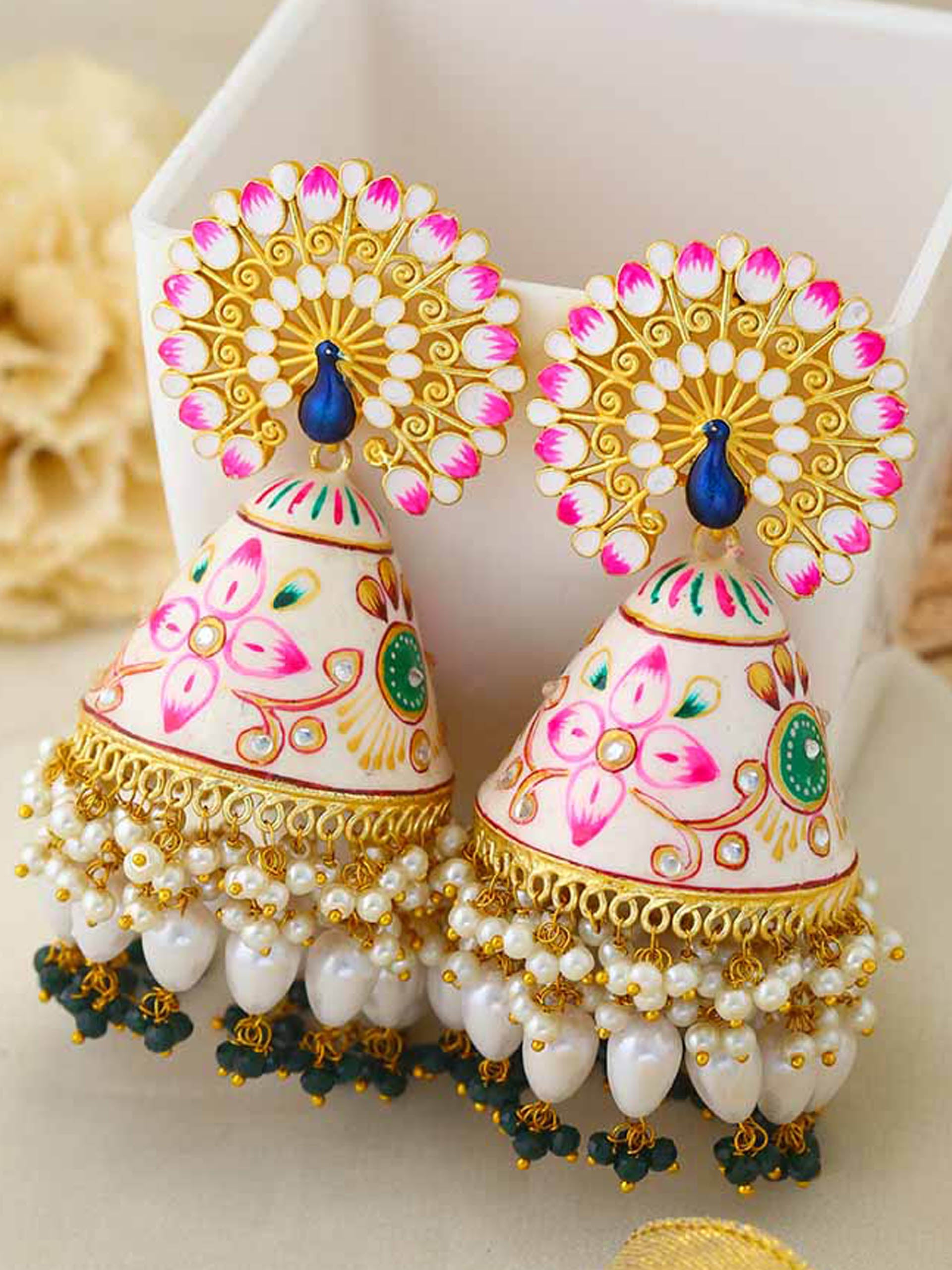 Ivory Meena Jhumka Earrings image 0