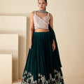 Green Georgette Lehenga with Choker Dupatta image 0