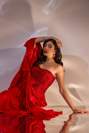 Scarlett Ruffle Saree Set with Corset image 2