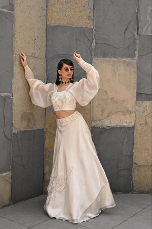 Fiore off White Lehenga image 6